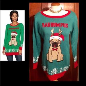 ANTHROPOLOGY REPARTEE CHRISTMAS HUMBUG PUG